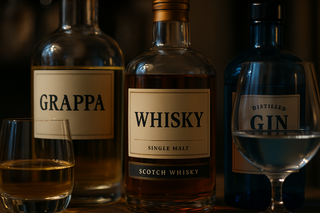 Grappe, whisky e gin