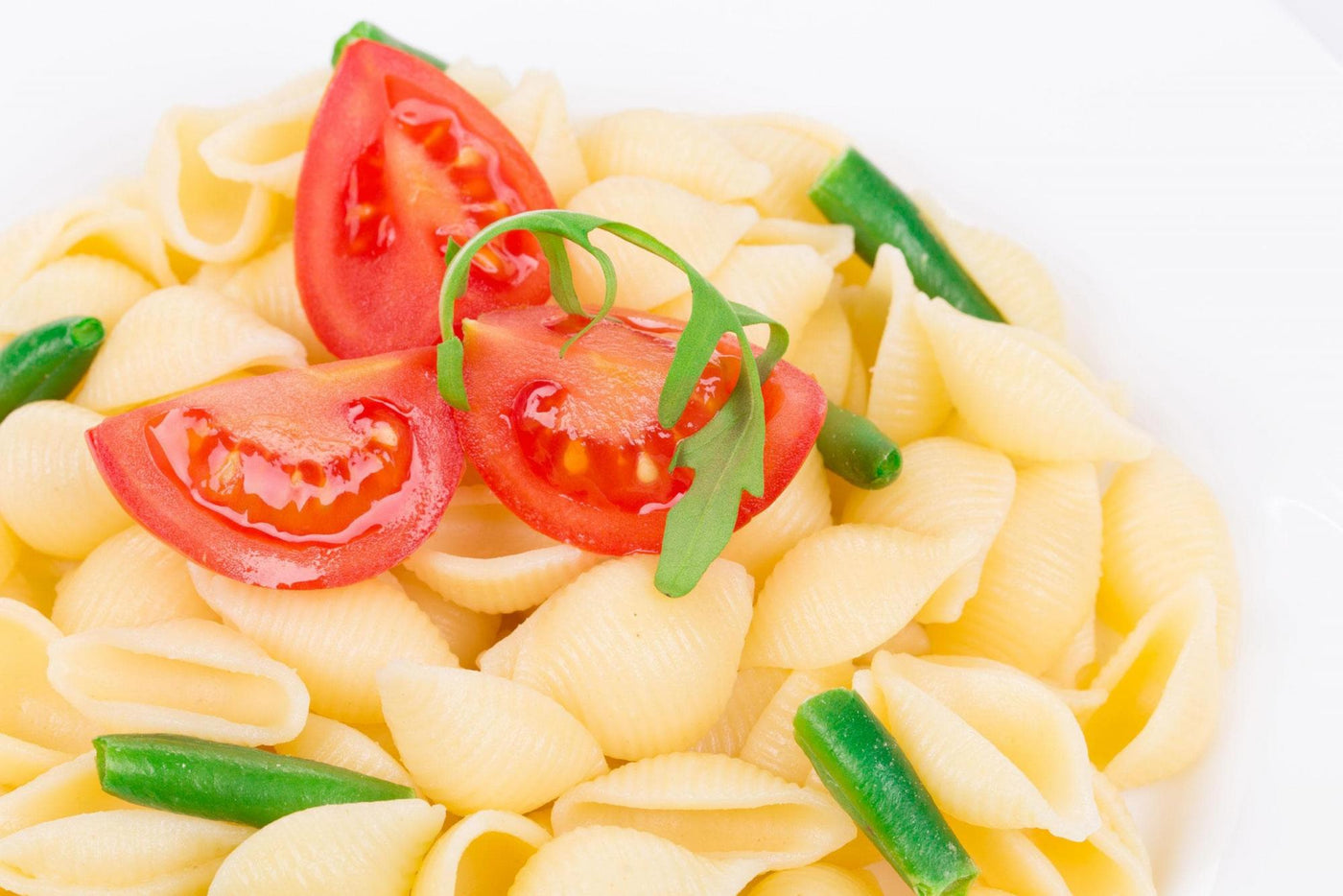 Pasta pomodorini, rucola e wasabi