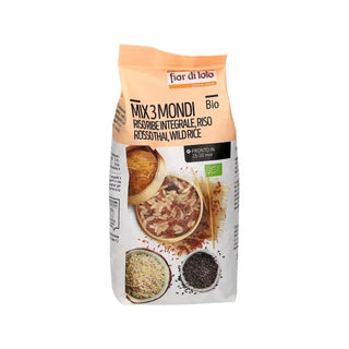Fior di Loto Mix 3 Mondi Riso Ribe Integrale, Riso Rosso Thai, Nero Selvatico Bio - 500 g
